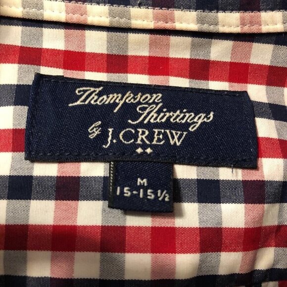 J Crew Men Shirt Mens Button Front Shirt Red Check Cotton 15-15 1/2 - Picture 4 of 5